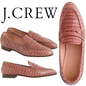 J. Crew Academy Croc embossed leather loafers